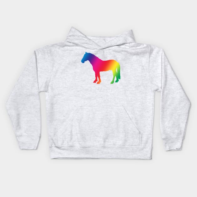 Horse rainbow silhouette Kids Hoodie by Shyflyer